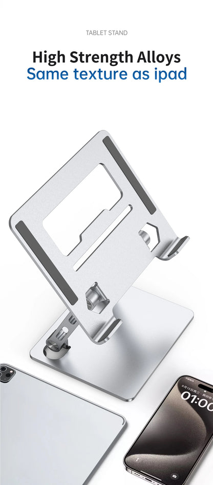 Tablet Stand, Swivel Tablet Stand with 360 Rotating Base, Adjustable Tablet Holder for Drawing, Compatible with iPad Pro/Air/Min