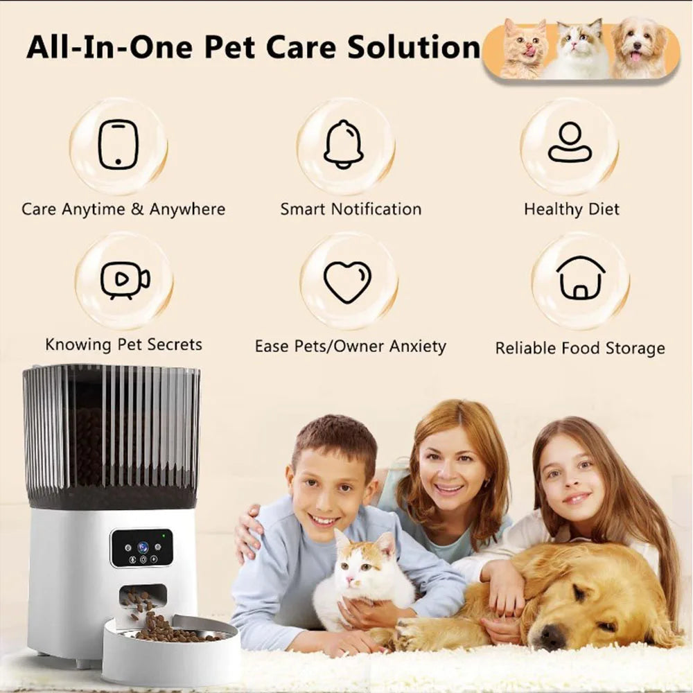 5L Automatic Cat Feeders Double Bowls Smart Timed Cat Dry Food Dispenser With Camera Pet Smart Voice Recorder Auto Feeder For Do