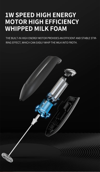 Electric Milk Frother Hand Blender Portable Mini Handheld Fast Foamer Coffee Cappuccino Whisk Mixer Food Blender with Stand