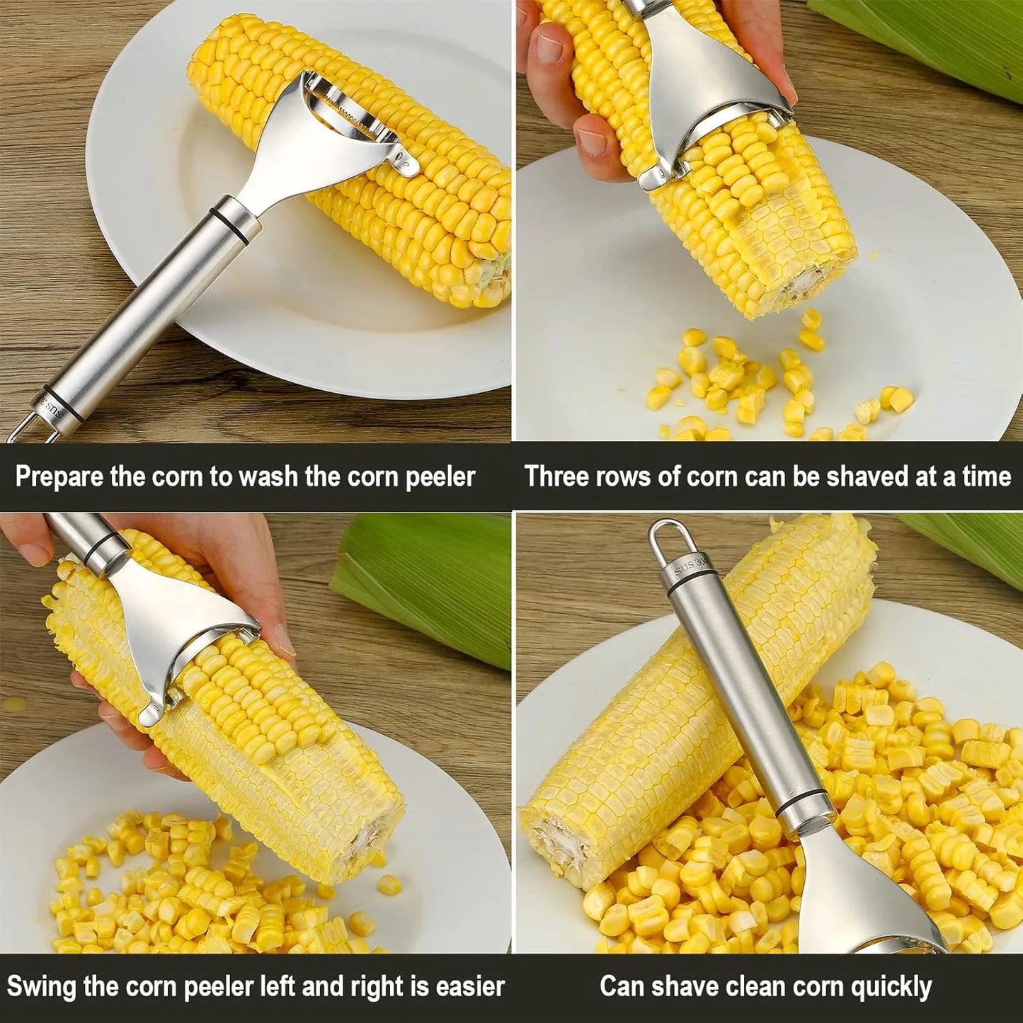 Corn Peeler Stainless Stee Corn Cob Stripper Tool Corn Thresher from the Cob Removes Corn Kernels From Corn Cobs In Seconds