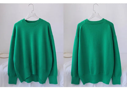 Light Blue Oversized Sweaters For Women 2024 Trend White Loose Sweater Casual Autumn Winter Warm Thick Knit Sweater Women Jumper