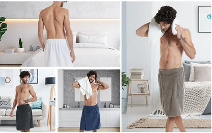 Bath Towel Beach Towel Men's Wearable Bath Towel Shower Room Bathrobe With Pocket Bath Towel Super Absorbent Microfiber Pajamas