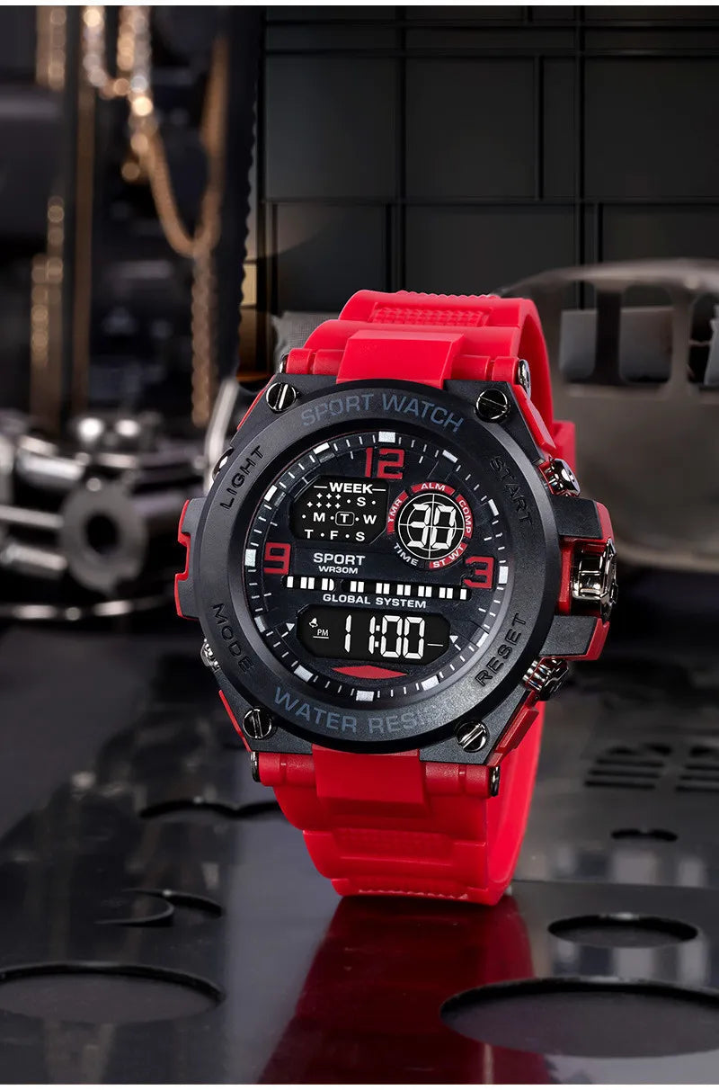 Men Waterproof  Sports Watches Multifunction Electronic Watches Anti Drop and Shock-absorbing Wristwatches