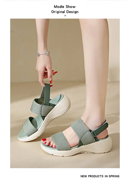 Women's Platform Sport Sandals Summer 2025 Comfortable Woman Shoes Fashionable Beach Green Sandal Black Sandalias De Mujer