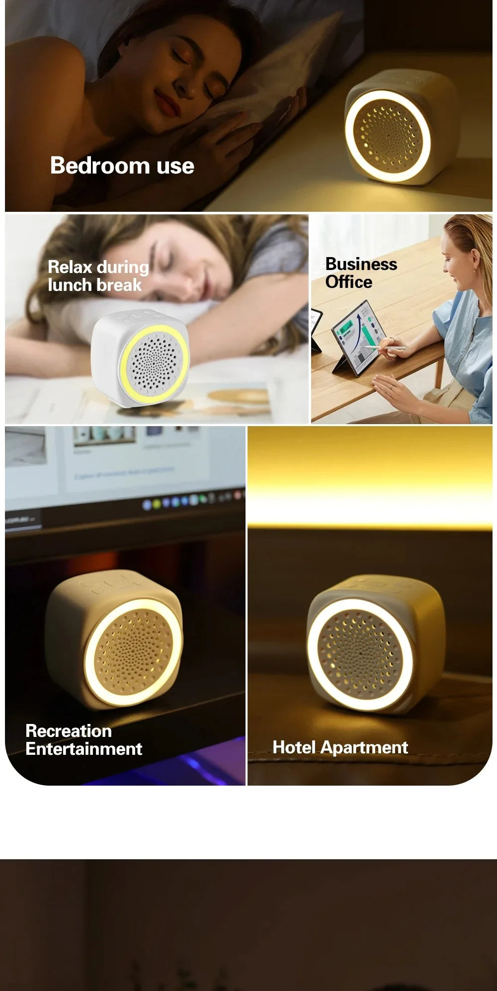 with RGB Lighting Baby White Noise Machine White 26 Types Soothing Music Sleep Sound Player Night Light Soft Lighting