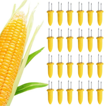 10Pcs Corn Fork BBQ Stainless Steel Corn Holders Handheld Anti Scalding Corn Needle Corn On The Cob Double Fork Barbecue Tool