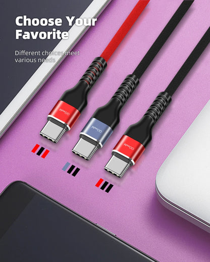 QGeeM 3A USB C Cable Type C Cable for Xiaomi OPPO Realme Poco Oneplus Redmi Phone Charger Fast Charge Charger USB Type C Cable