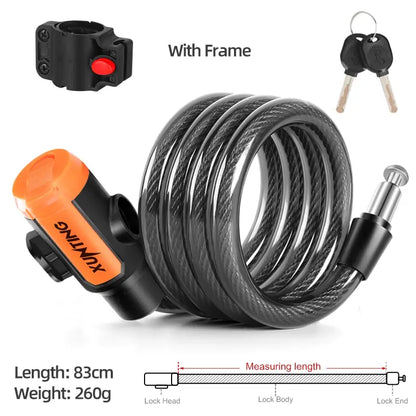 Xunting Bike Lock Coiled Secure Keys Bike Cable Lock with Mounting Bracket Weathproof Anti Theft Scooter Bicycle Lock