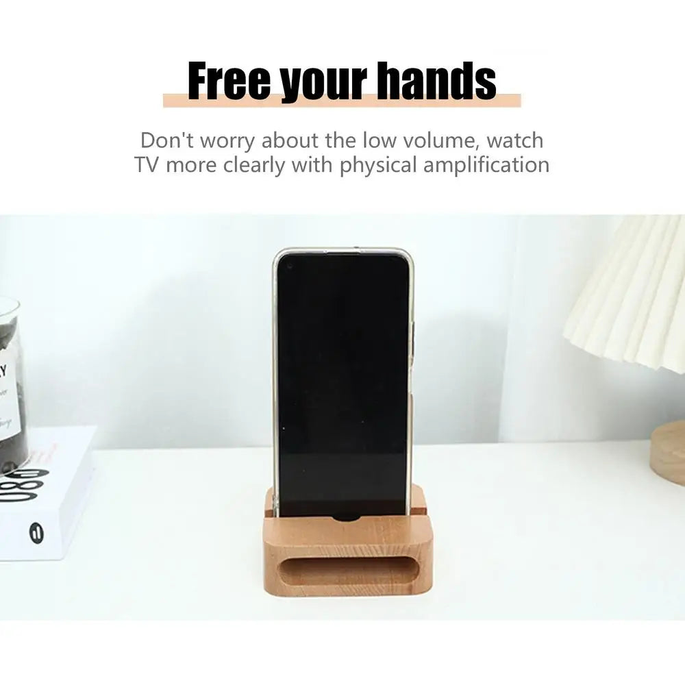 Wooden Cell Phone Stand Sound Amplifier Louder Sound Mobile Phone Holder Cell Phone Stand Natural Loudspeaker Portable Phone