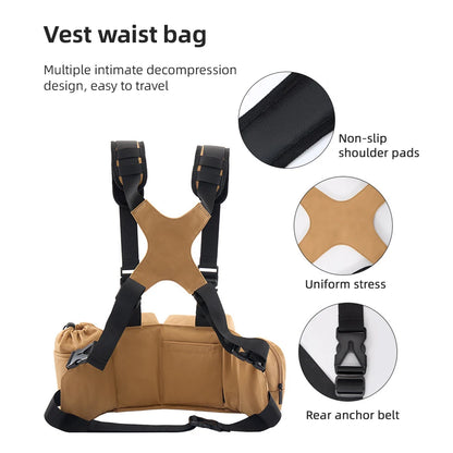 Camera Harness Chest Pack Camera Vest Camera Bag Camera Waist Pack Waterproof for DSLR Camera Body Lens Smartphone Water Bottle