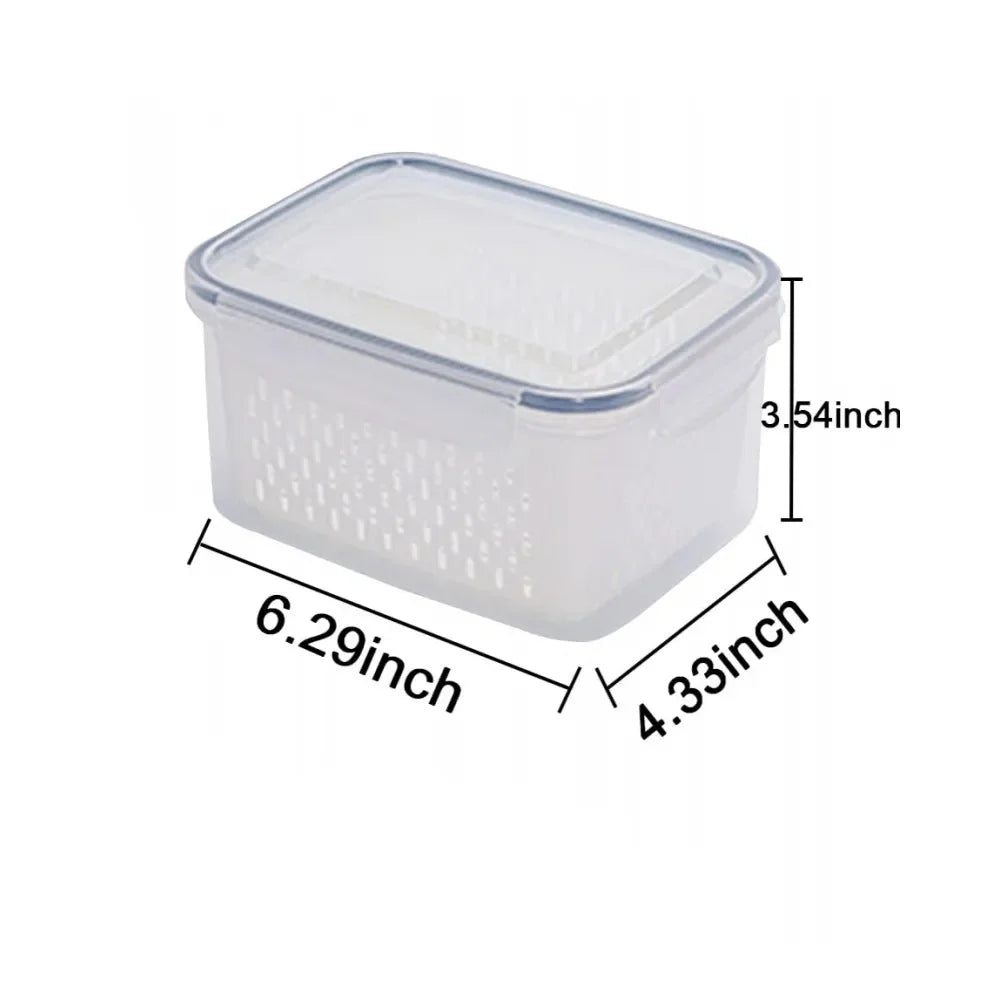 Fridge Food Storage Container Set with Lids with Strainer,Plastic Fresh Produce Saver Vegetable Fruit Meat Organizer