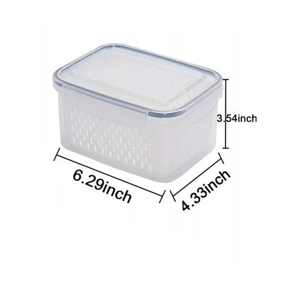 Fridge Food Storage Container Set with Lids with Strainer,Plastic Fresh Produce Saver Vegetable Fruit Meat Organizer