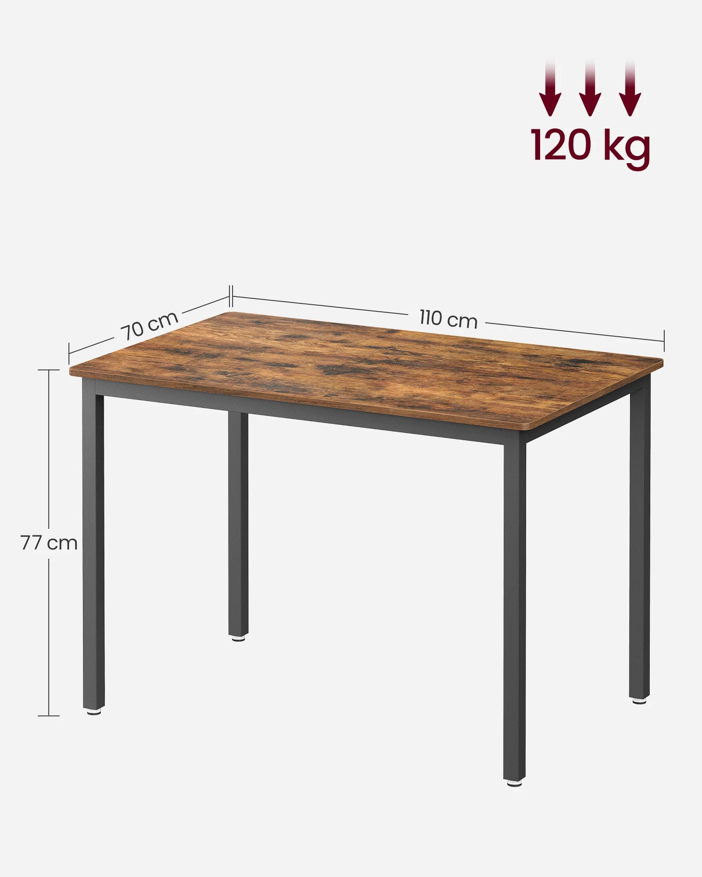 VASAGLE dining table, dining table, kitchen table, 70x110x75 cm, kitchen