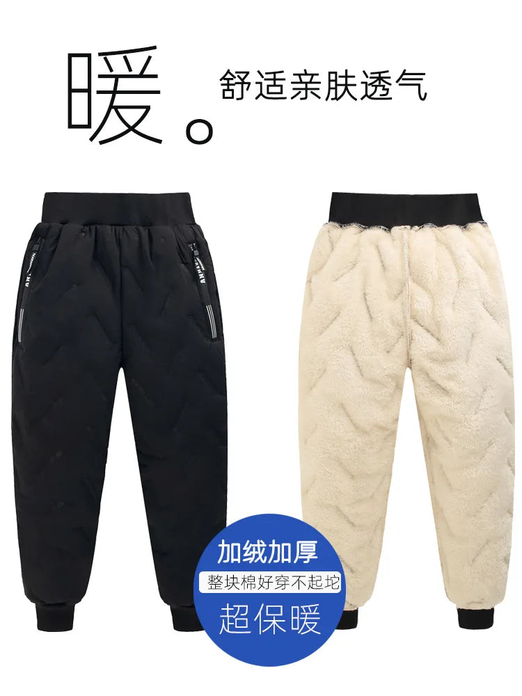 Winter Children Cotton Thick Pants Boys Padded Thickened Pants Teen Kids Cotton Lamb Wool Cotton Trousers