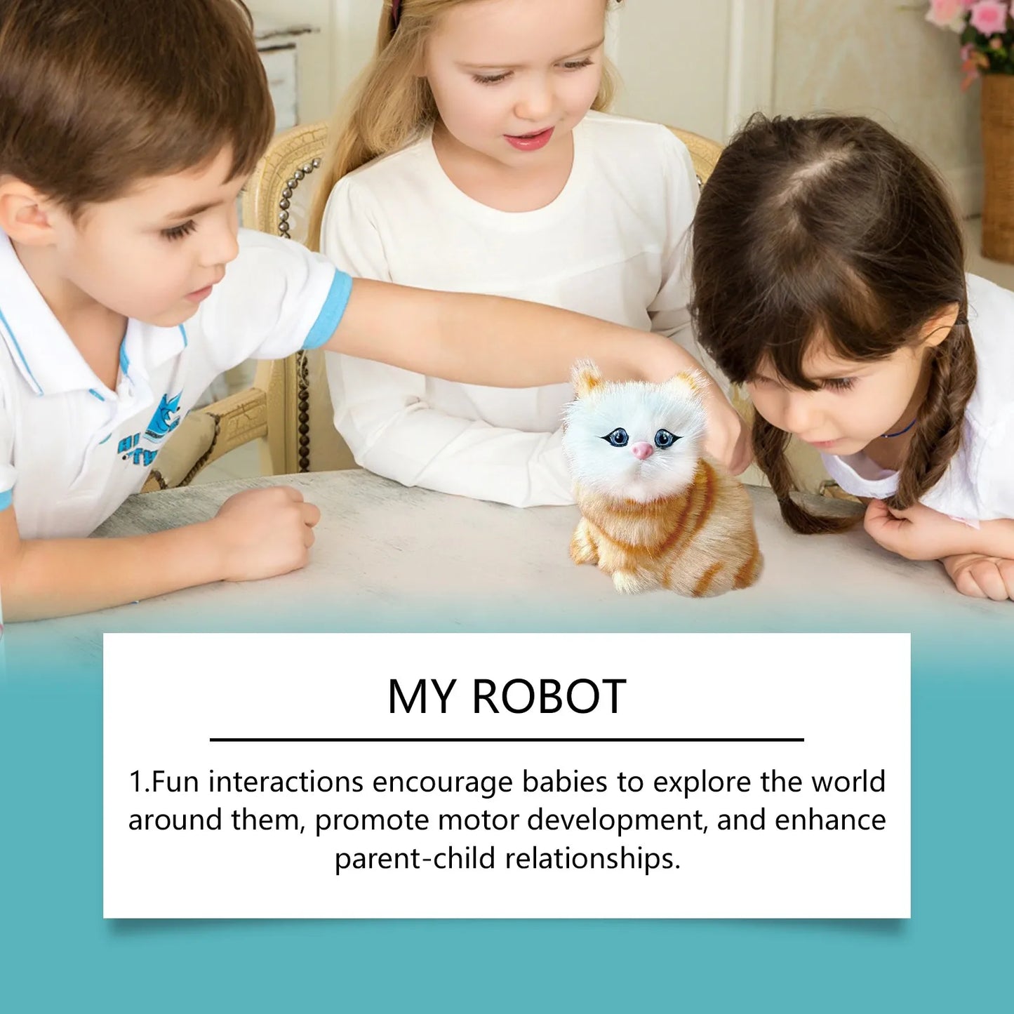 Robot Cat Toys Interactive Cat Meow Toy Funny Interactive Cat Robot Creative Robotic Cat Barking Meow Kitten for Chilren