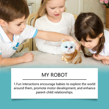Robot Cat Toys Interactive Cat Meow Toy Funny Interactive Cat Robot Creative Robotic Cat Barking Meow Kitten for Chilren