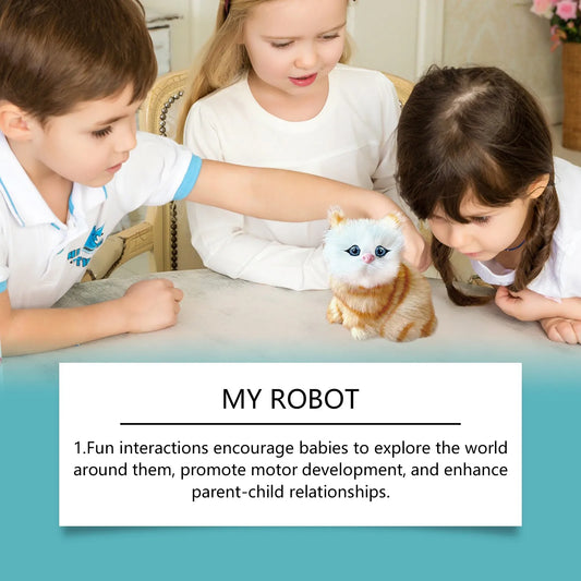 Robot Cat Toys Interactive Cat Meow Toy Funny Interactive Cat Robot Creative Robotic Cat Barking Meow Kitten for Chilren