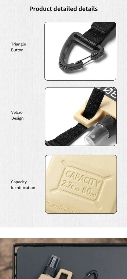 Spray Bottle Pump with Buckle, Portable, Outdoor Camping Travel Spray Bottle, Cosmetic Container, Alcohol, Perfume, Refillable