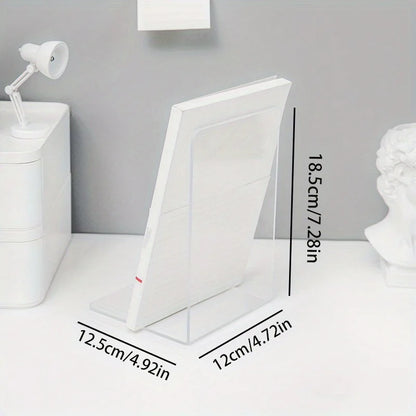 1/2pcs Clear Acrylic Bookends, Durable Transparent Bookshelf Partition Plates, for Office, School, and Home Organization