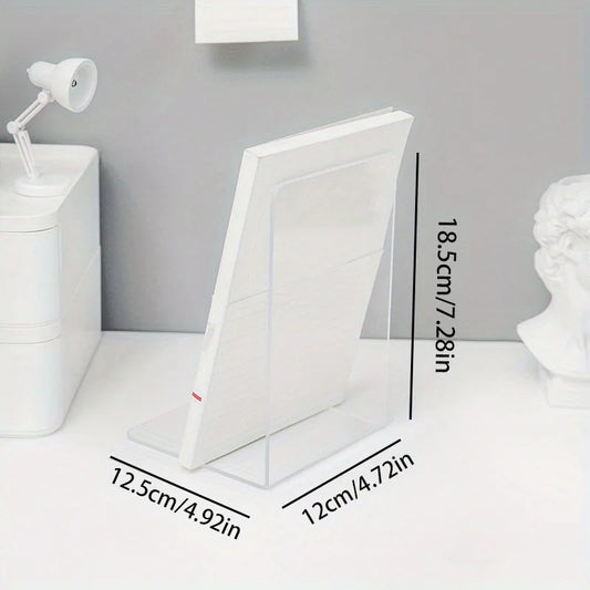 1/2pcs Clear Acrylic Bookends, Durable Transparent Bookshelf Partition Plates, for Office, School, and Home Organization