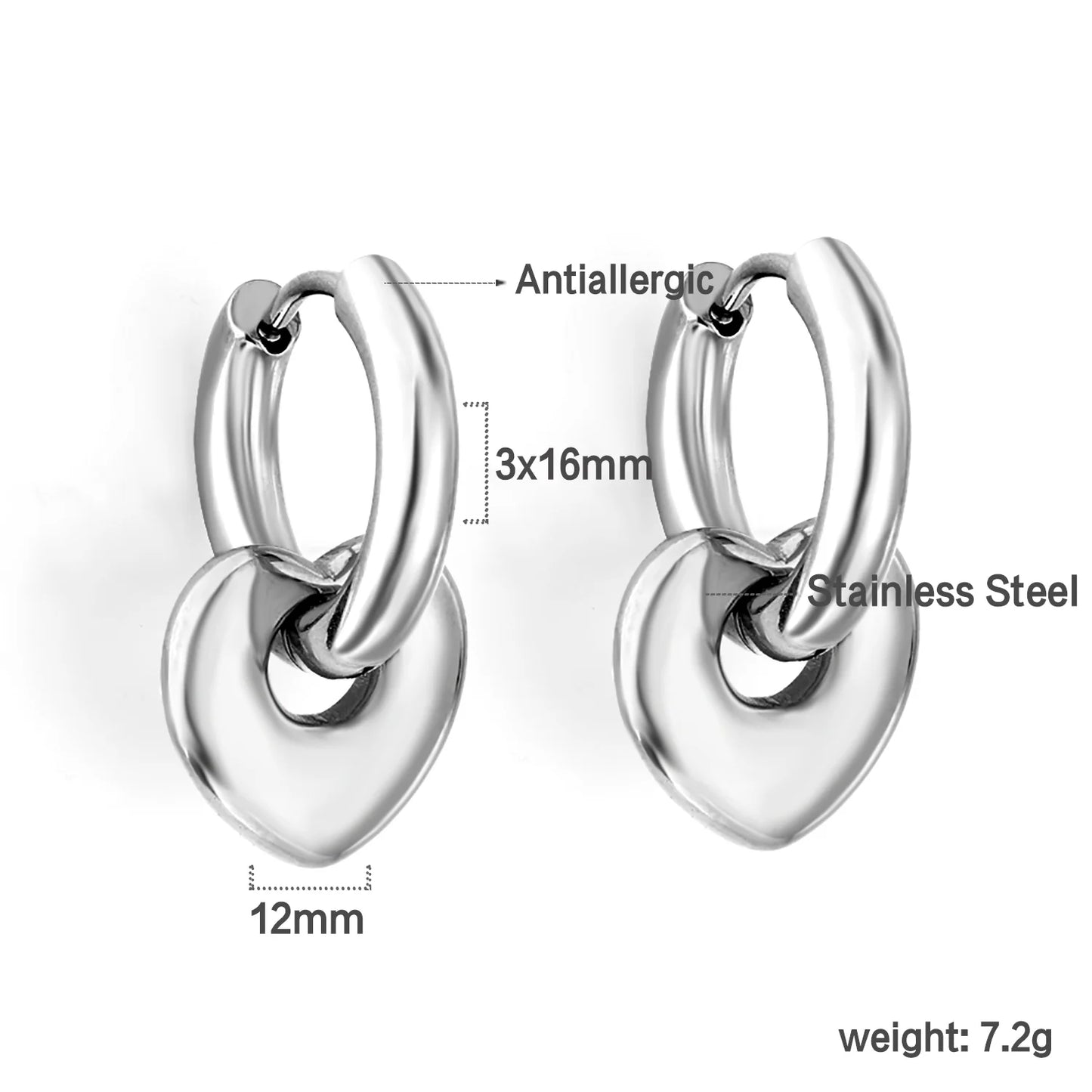 LUXUSTEEL Golden Heart style Women's Hoop Earrings Stainless Steel Female Earring Flower Star Drop Ear ring Jewelry Gifts