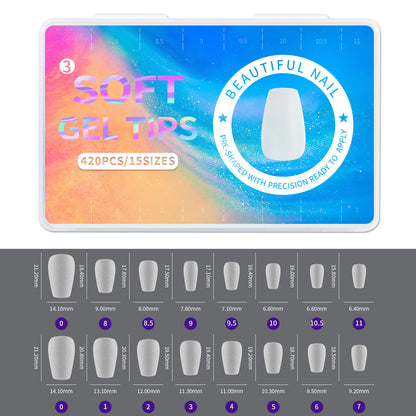 420pcs/box Frosted Version False Nails Press On Acrylic Nails Almond Mixed Size Short Style Ultra Thin Traceless Nail Tips