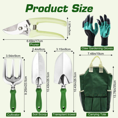 Gardening Tools Set Including Garden Shear Claw Gardening Gloves Cultivator Transplant Trowel Soil Scoop Outdoor Planting Tools