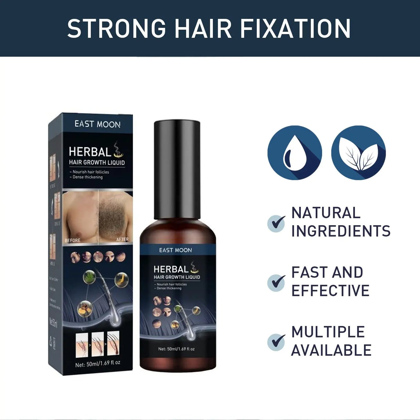 Hair Growth Serum Chest Body Hair Mustache Regrowth Longer Thicker Hair Thinning Treatment Moisture Nourish Beard Growth Spray