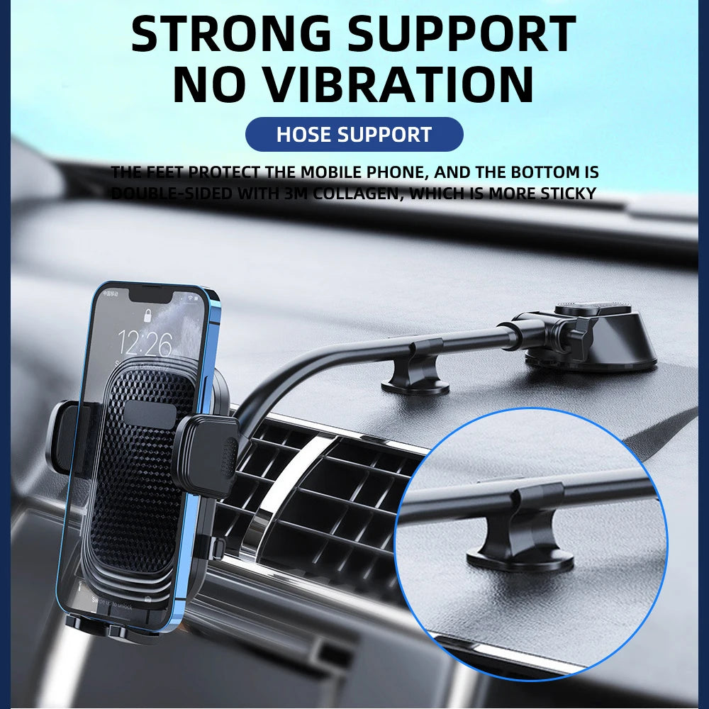 Dashboard Phone Holder for Car【360° Widest View】9in Flexible Long Arm, Universal Handsfree Auto Windshield Air Vent Phone Mount