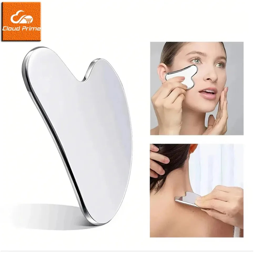 Facial Gua Sha Massager Tool - 1Pcs Stainless Steel Scraper for Face, Neck & Body Skin Care Guasha Therapy