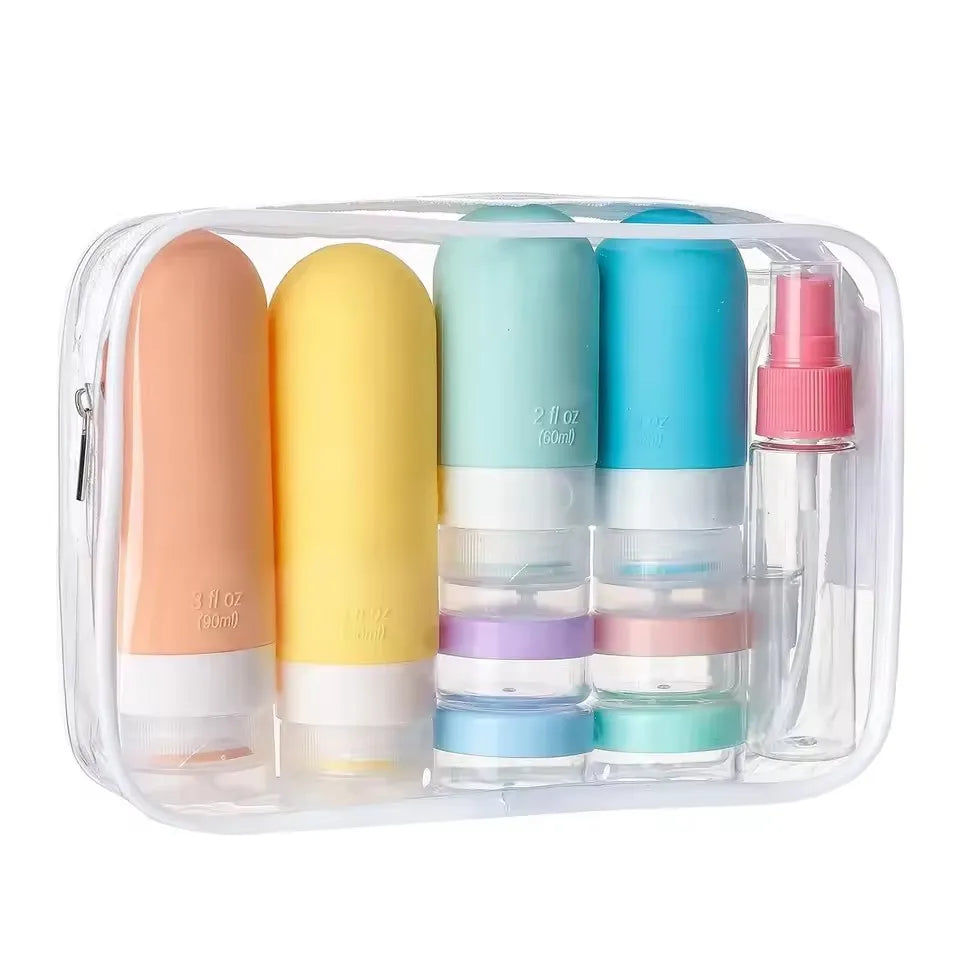 16Pcs Travel Bottle Set Leak-Proof Container Portable Refillable Toiletries Shampoo Conditioner Lotion Liquid Empty Bottles