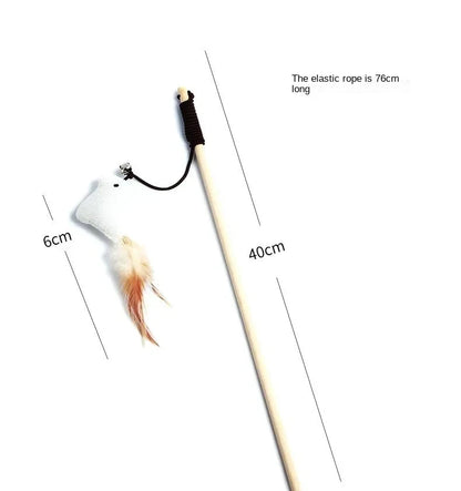 Interactive Cat Toy Kitten Funny Colorful Rod Cat Wand Toys Wood Pet Cat Toys Interactive Stick Pet Cat Supplies Stick Playing