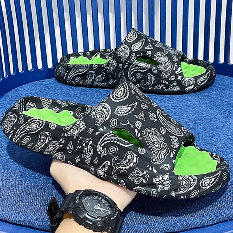 Men Flip-flops Summer Shoes Printing Sandals Trend Anti Slip Summer Sneaker Slippers Fashion Man Massage Slippers Beach Sandals