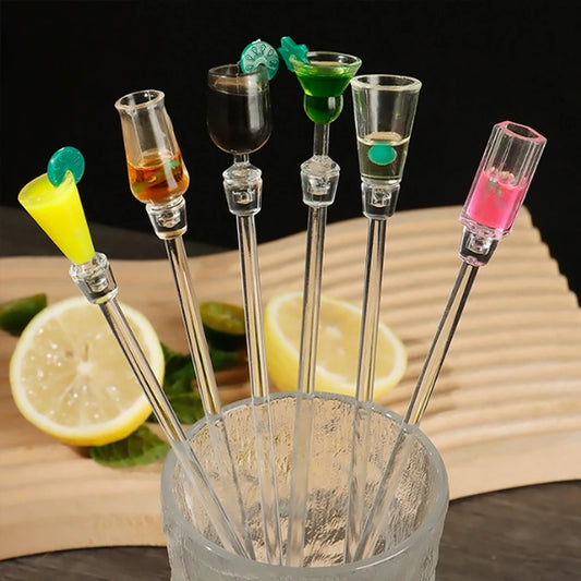 5Pcs/10Pcs Swizzle Sticks Acrylic Cocktail Stirrers 9 Inch Clear Shafts Drink Stirrer for Bars Cafes Party Restaurants Home Use