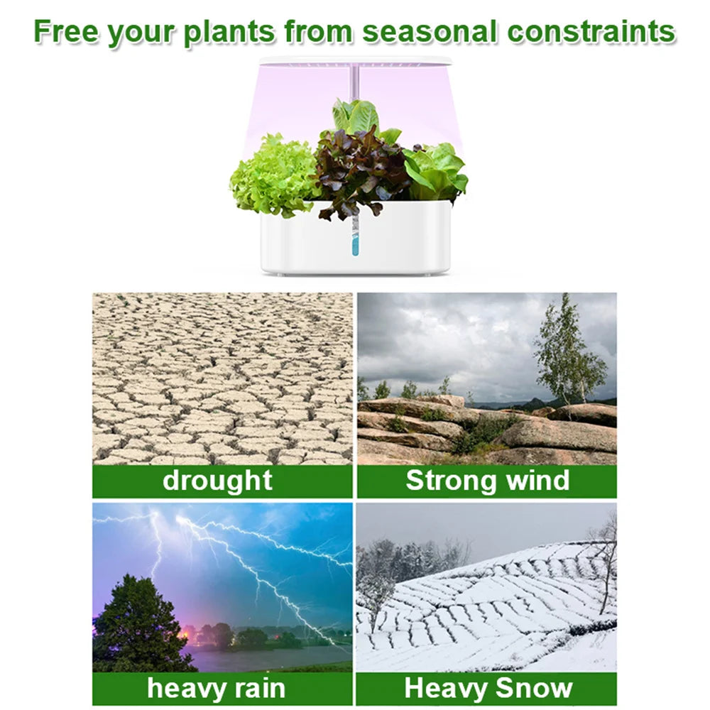 Hydroponics Growing System Indoor Garden Herb Garden Kit Indoor with LED Grow Light Quiet Smart Water Pump Automatic Timer Plant