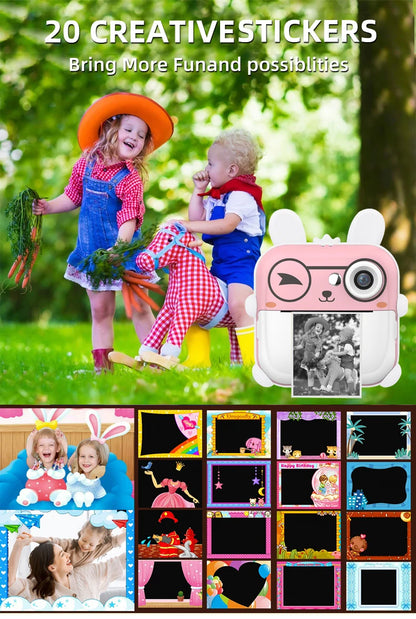 Children 1080P HD Digital Camera  Mini Thermal Printer Photography Instant Print Photo HD Digital Video Cameras Portable Toy