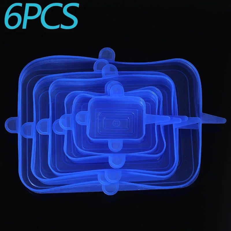 6 Pcs Silicone Covers Stretch Lids for Kitchen Microwave Food Caps Food Universal Dish Stretch Lids for Cans Kitchen Accessories