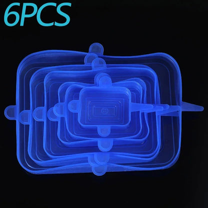 6 Pcs Silicone Covers Stretch Lids for Kitchen Microwave Food Caps Food Universal Dish Stretch Lids for Cans Kitchen Accessories