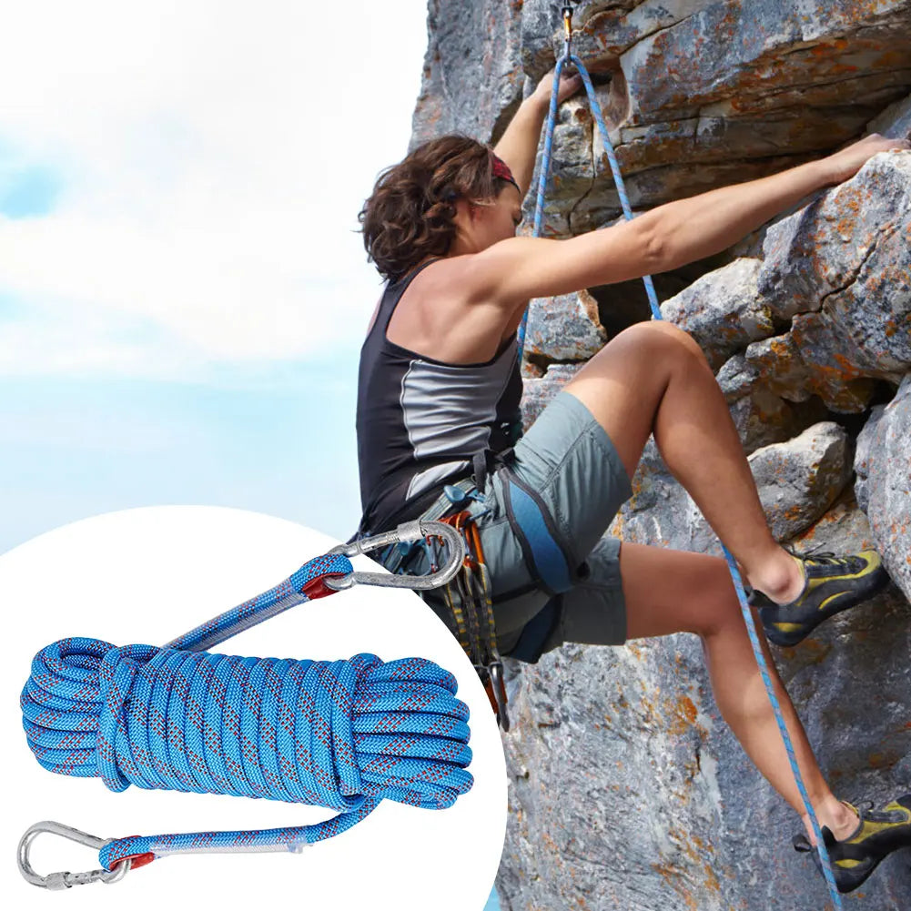 10mm Rock Climbing Rope 10M/20M/30M Outdoor Static Rapelling Rope for Fire Rescue Safety Escape Tree Climbing for Outdoor Sports