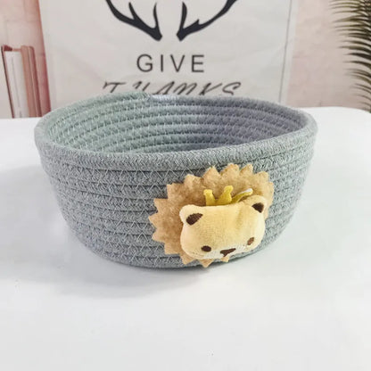 Cartoon Animals Hand Woven Storage Basket Kids Toys Desktop Organizer Sundries Storage Box Laundry Baskets storage box