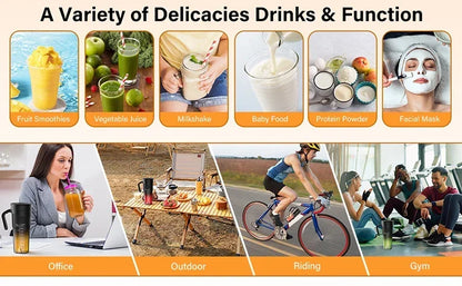 Portable Fruit Juicer 6 sharp Blades Rechargeable Personal Multifunctional Handheld Mini Blender Cup for Shakes and Smoothies