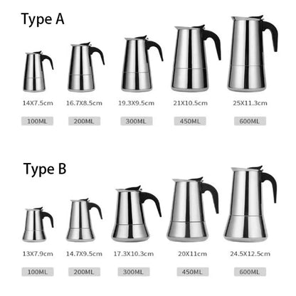 2025 Stainless Steel Moka Pot Portable Electric Coffee Maker European Design Home Coffee Brewing Equipment