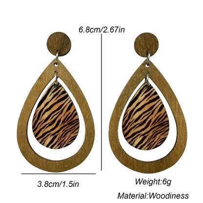 Bohemian Ethnic Big Colorful Painted Wooden Earrings for Women Creative Design Geometric Statement Dangle Earring Female Jewelry