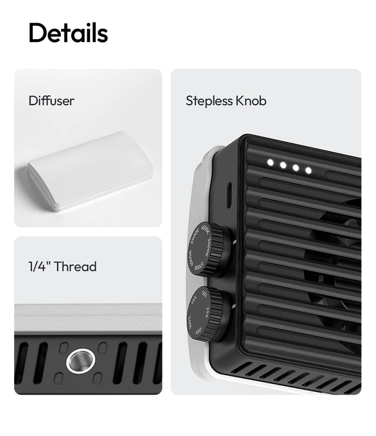 ULANZI PL25 25W LED Panel Light 2700K-6500K CRI 96+Type-C Fast Charging Studio Photography Light for Phone Camera Vlog Shooting