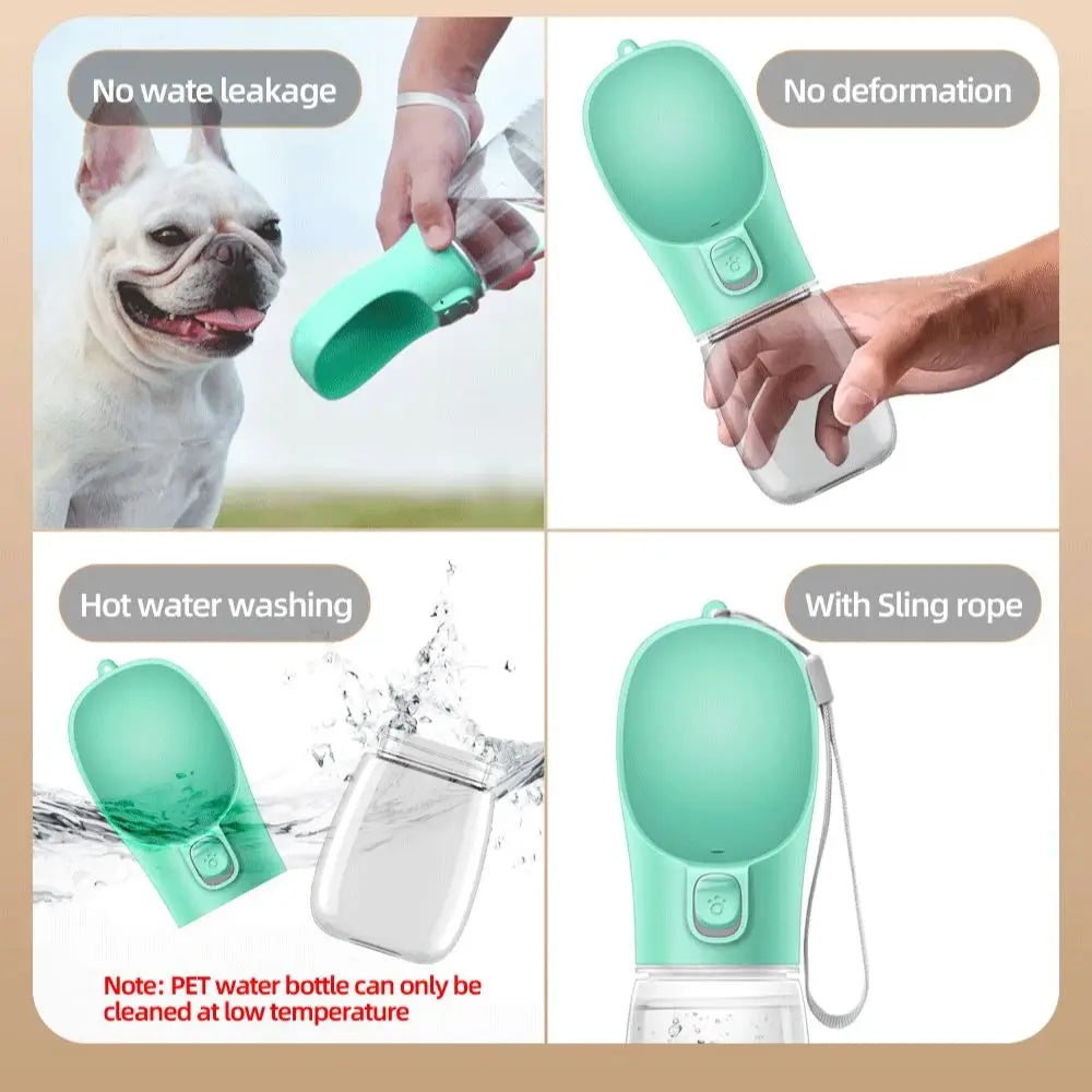 Traveling Dog Water Bottle Portable Drinking Water Bowl Press Bottom Puppy Pet Outside 300-500ML Feeding Bottle with Strip