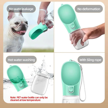Traveling Dog Water Bottle Portable Drinking Water Bowl Press Bottom Puppy Pet Outside 300-500ML Feeding Bottle with Strip