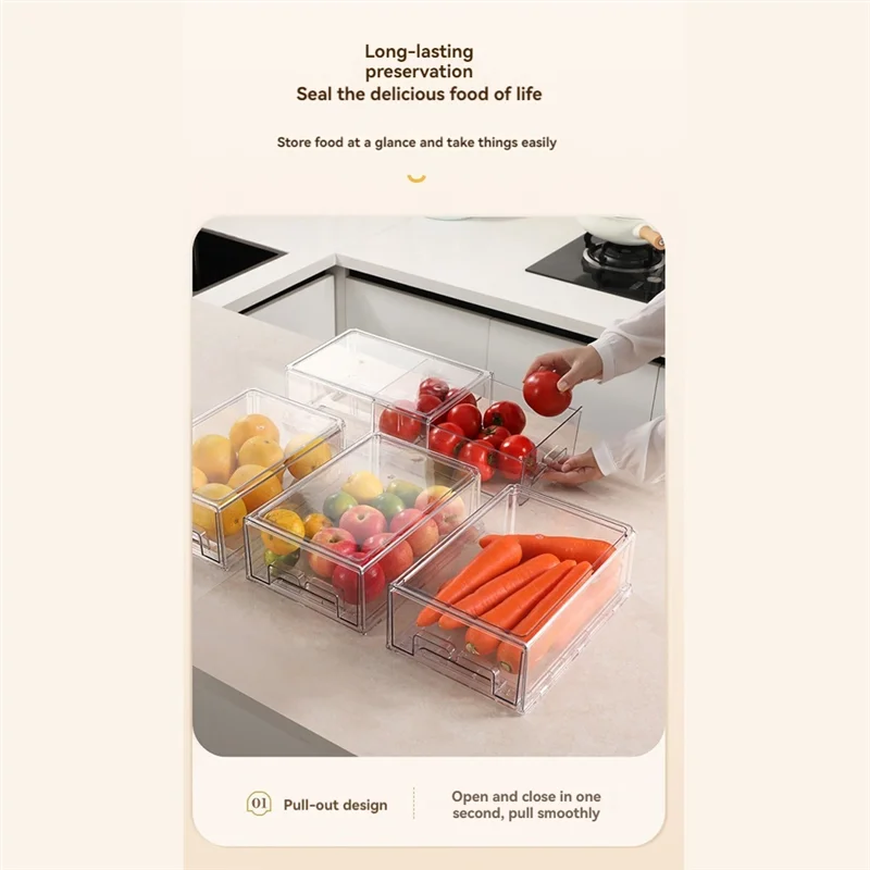 ABYN-Refrigerator Drawers Stackable Fridge Organizer Bins For Refrigerator Organizers And Storage