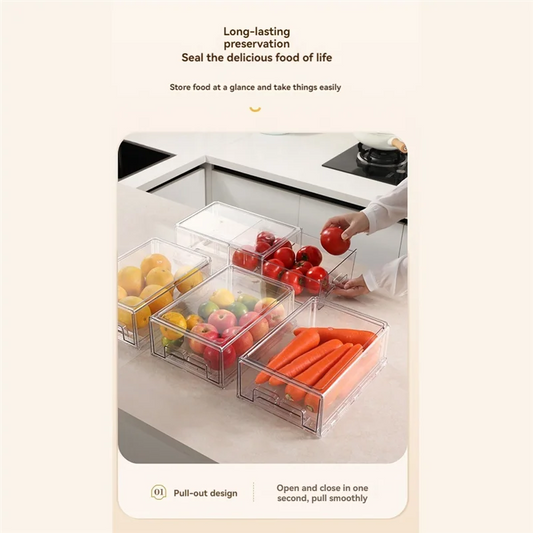 ABYN-Refrigerator Drawers Stackable Fridge Organizer Bins For Refrigerator Organizers And Storage