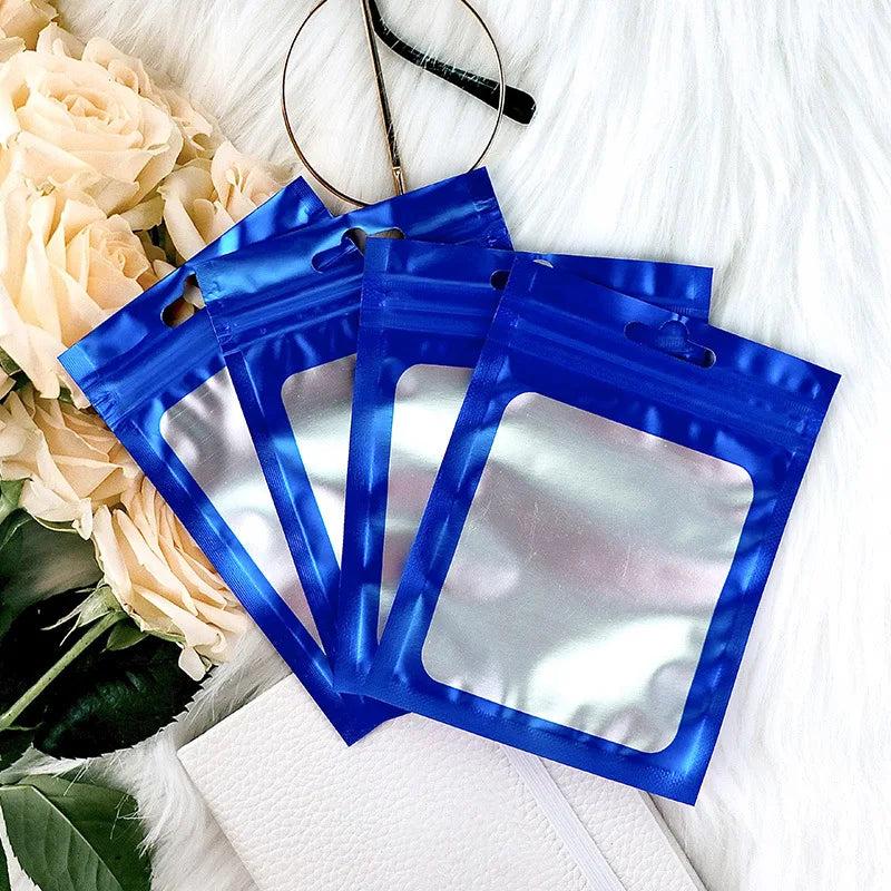 50Pcs Thicken Ziplock Bags Colorful Resealable Zipper Bags Pouch Jewelry Display Electronics Accessories Packaging Storage Bags