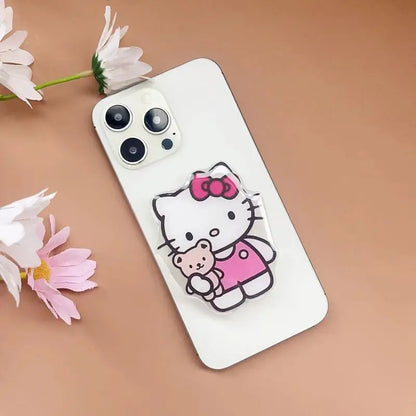 Sanrio Hello Kitty Phone Socket Holder Kawaii Anime Finger Grip Bracket For Iphones Desktop Holder Back Sticker Gift